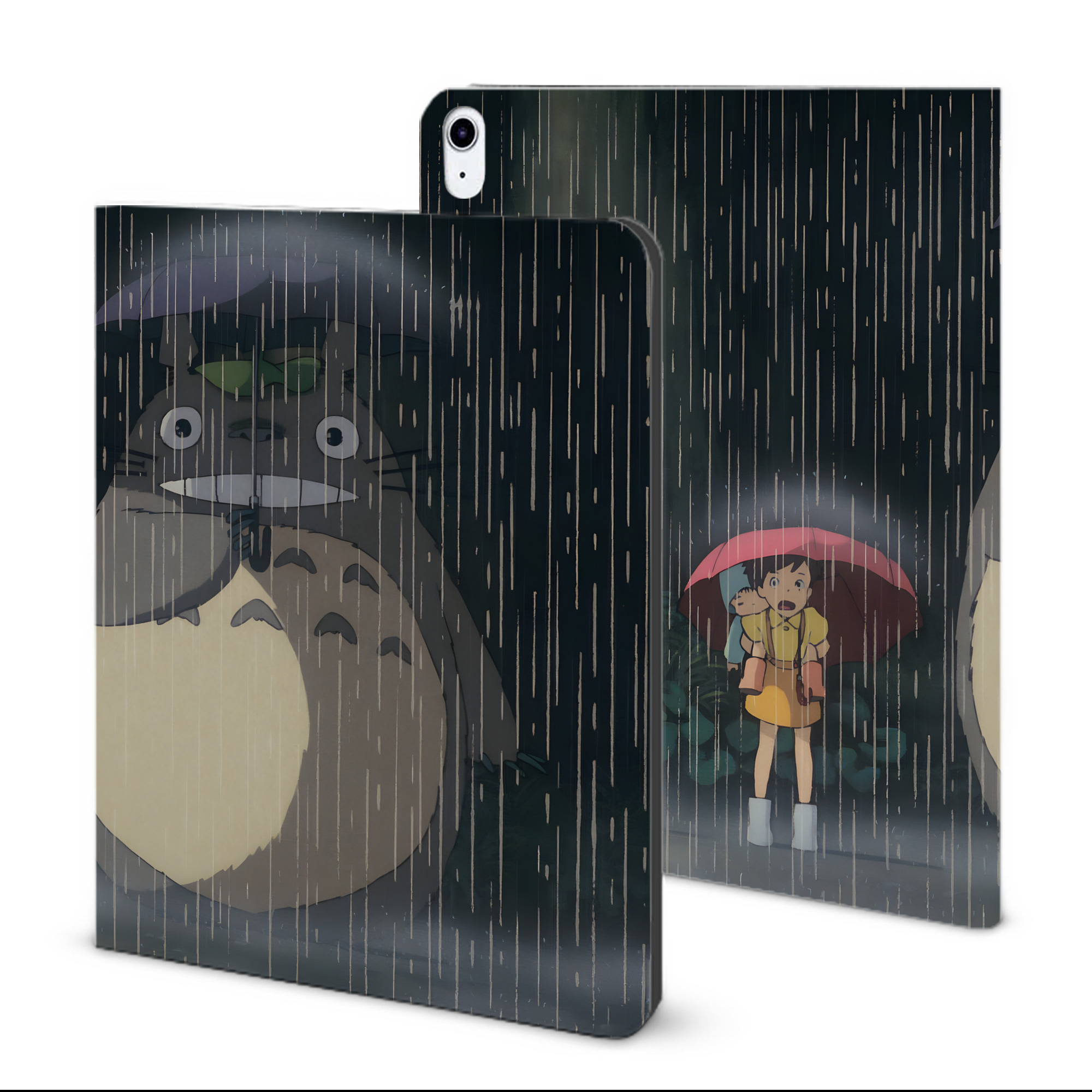 （画像用） となりのトトロ 草壁メイ 草壁サツキ My Neighbor Totoro Satsuki Kusakabe Mei Kusakabe IPad ケース ブック型 PUレザー TPU 耐衝撃 軽量 薄型 ペン収納なし 全面保護 IPad 各モデル対応